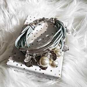 Elegant Silver and Pearl Charm Bracelet
